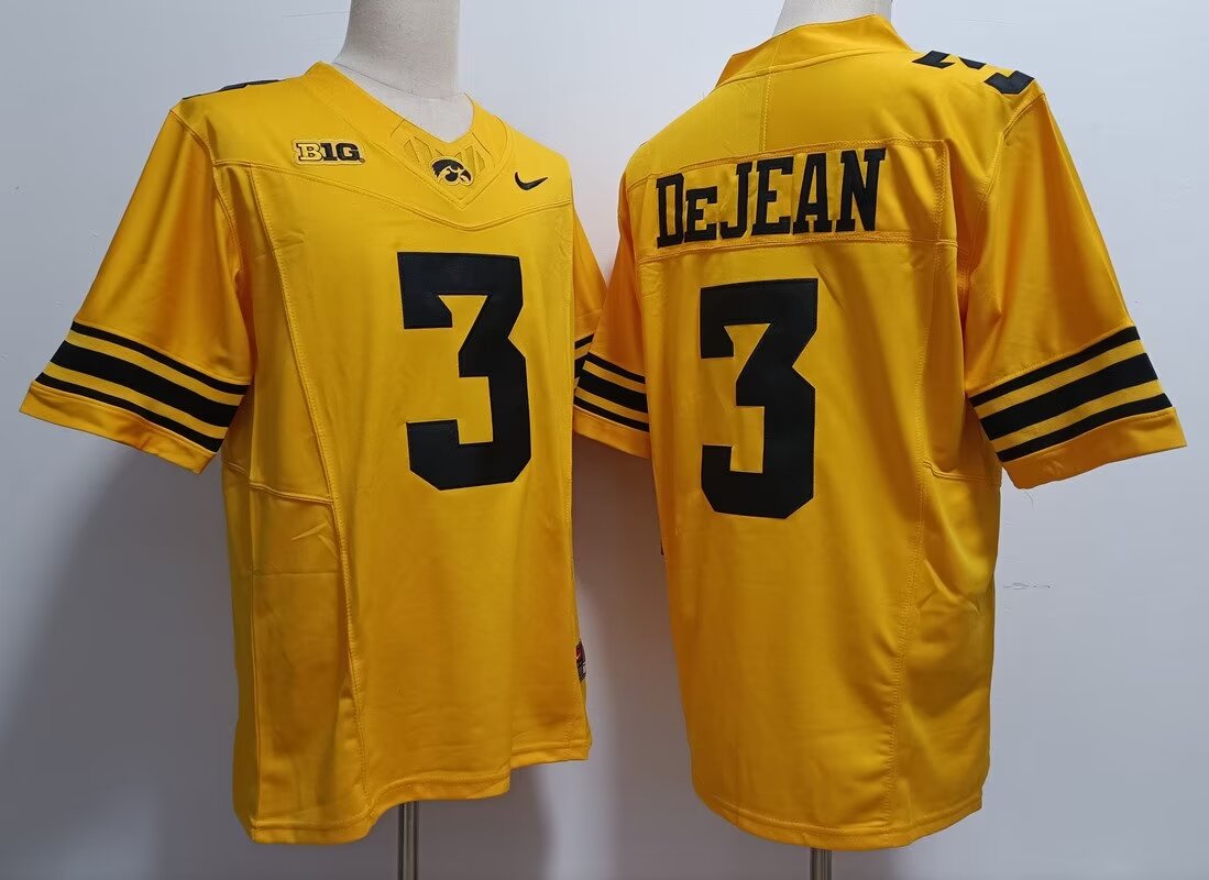 2024 NCAA Men Iowa Hawkeyes 3 Cooper DeJean yellow nike jersey